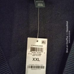 Black With Stripes Mens Cardigan Sweater Size 2X