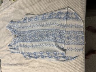 Blue and white sleeveless tunic