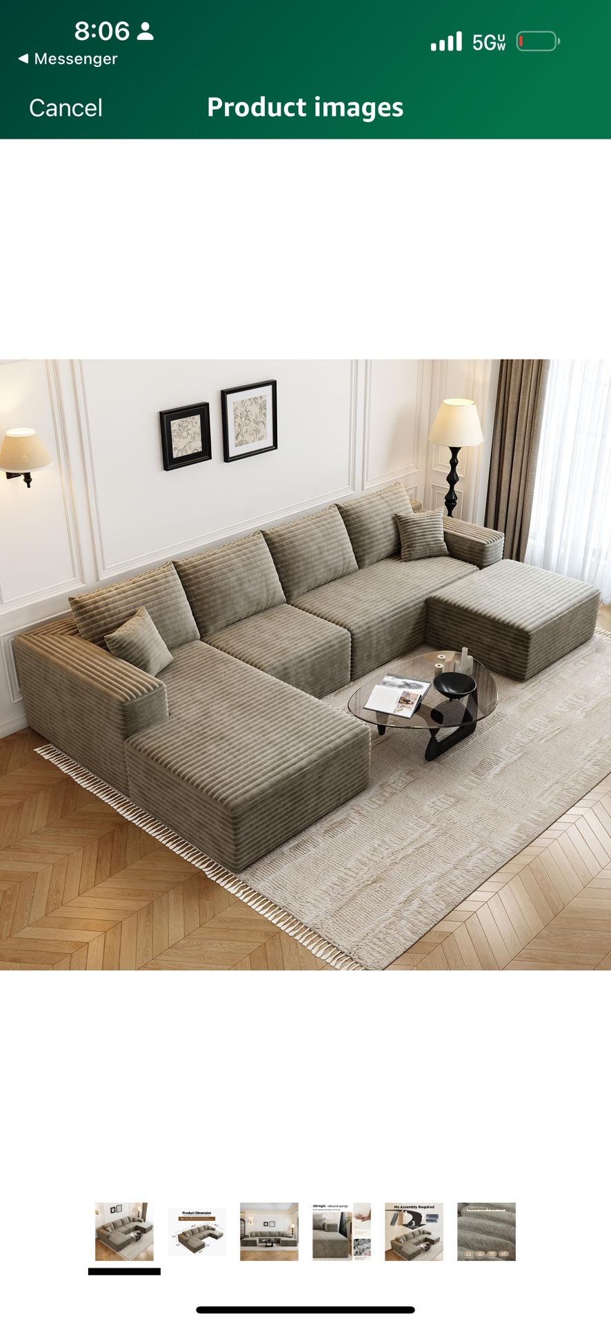 L-Shape Modular Couch with Chaise, PlushFabric, Brand new in four boxes Three colors camel have in stock grey and black can get !!!! Good quality No
