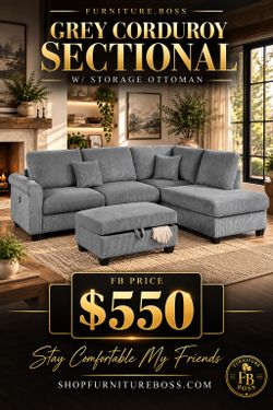 3pc Sectional with Storage Ottoman