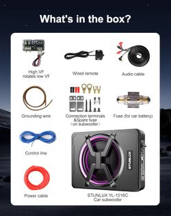 10 Inch 1200W Under Seat Car Subwoofer,Full Cast Aluminum Under Seat Powered Subwoofer,Built-in Amp & APP LED Light Control,12V Universal Vehicle Subw