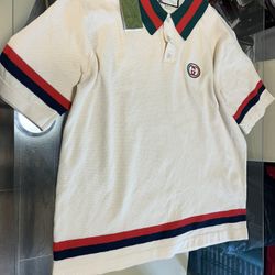 Cotton knit polo shirt with Web triband from the Gucci brand