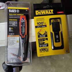 DeWalt Laser Distance Measurer & Klein Pocket Thermometer 