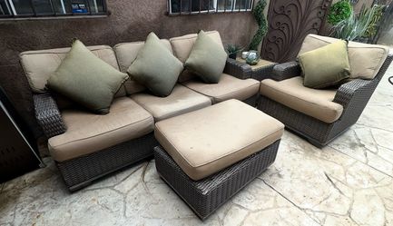 Patio wicker chair and couch