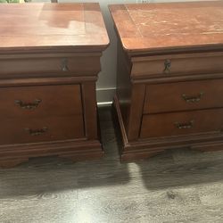 Vintage Wooden Nightstands Set of 2 | Solid Wood Bedside Tables | Antique Style