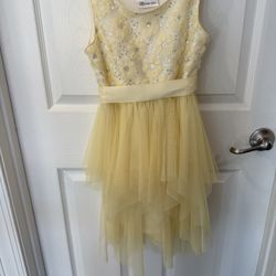 Girls Yellow Sequin Dress & Sweater / Size 8-10