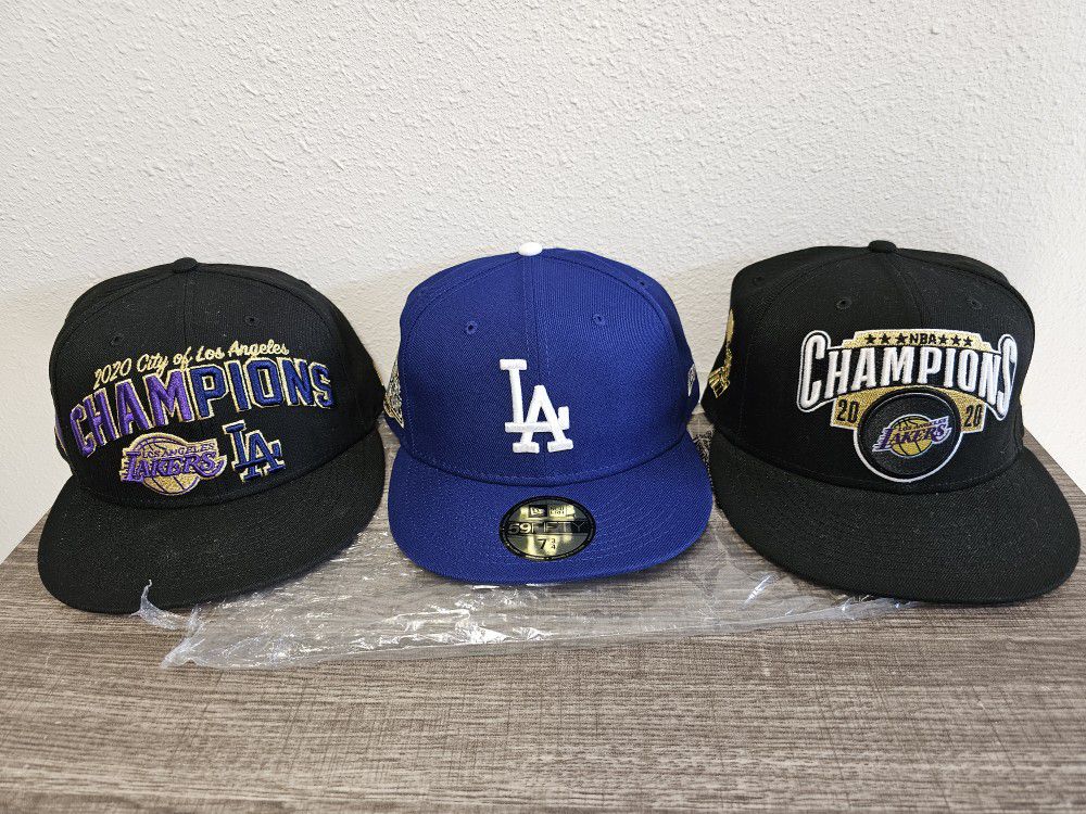 LA Dodgers And Lakers Championship Hats 
