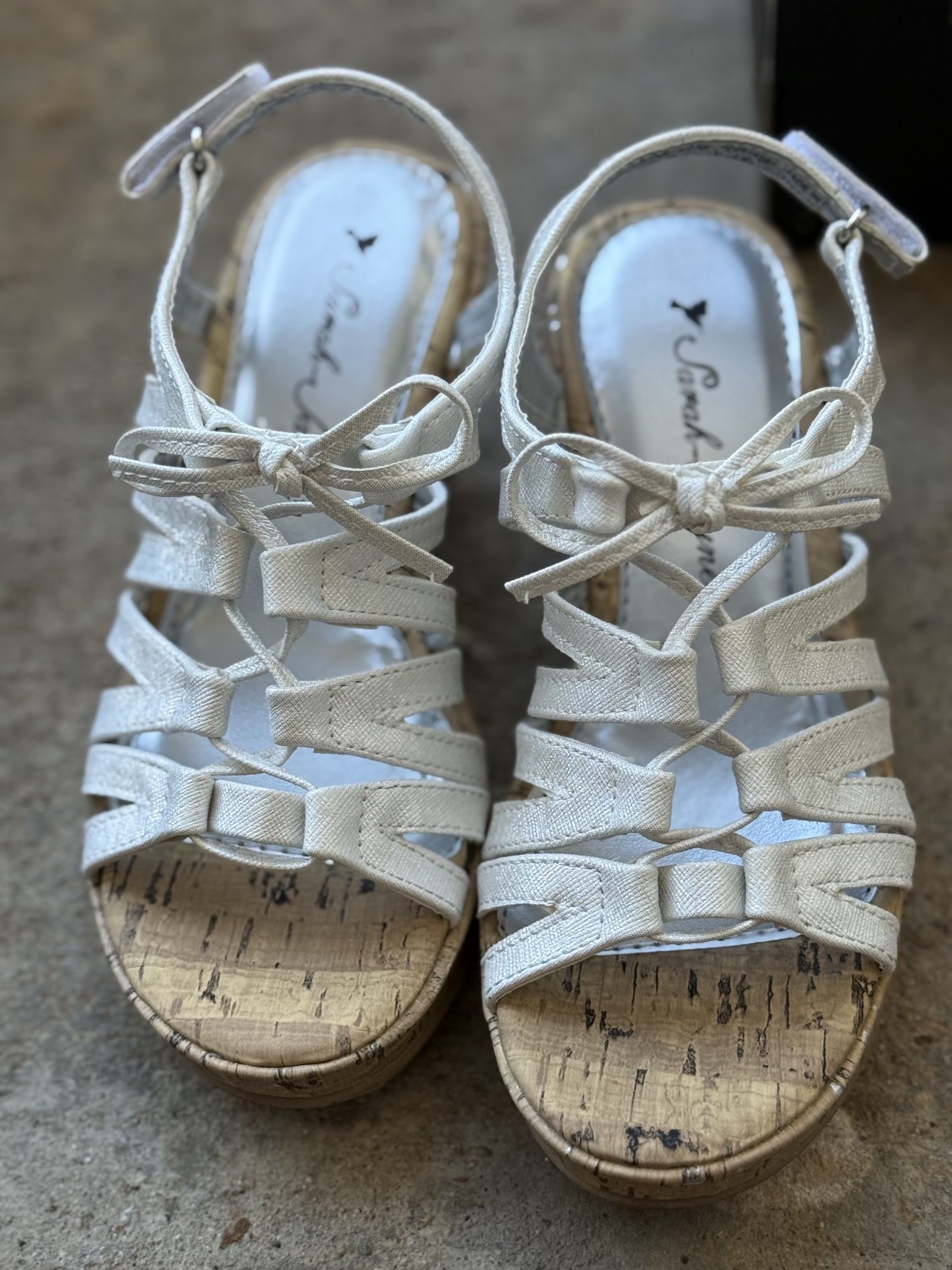 Child Girls White Lace Tie Up Espadrille Wedge Size 1