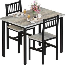 3 Piece Dining Table Set for 2, Small Kitchen Table Set for 2 with Chairs,Wood Breakfast Nook Table and Chairs Set of 2,Dinette Set for Small Space,Di