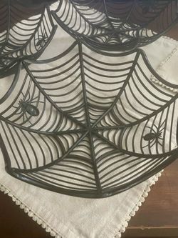Black Metal Spider Web Halloween Basket