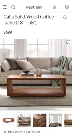West Elm Calla Solid Wood Coffee Table 48”