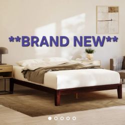 King Platform Bamboo Bedframe – Walnut Color