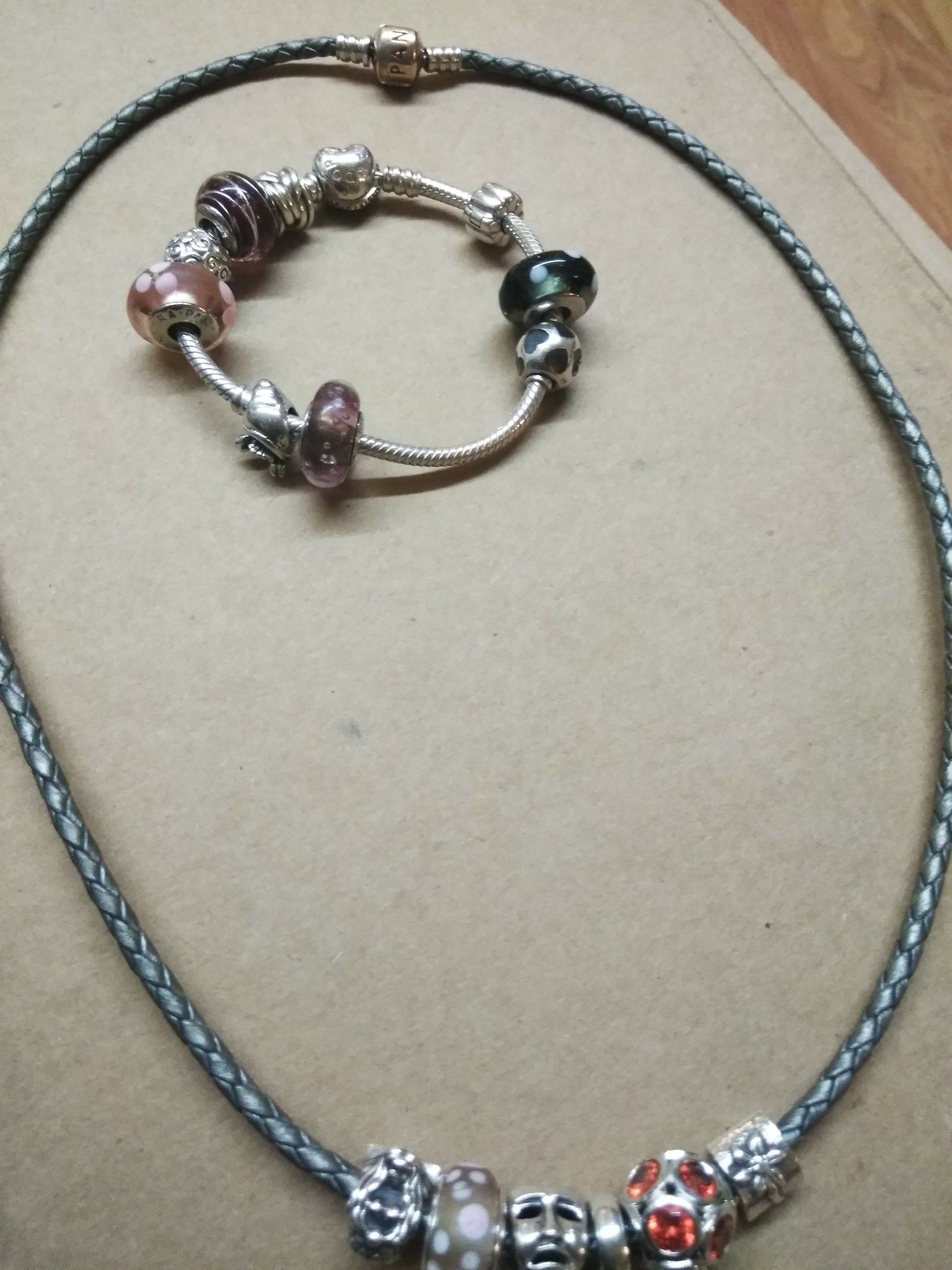 Authentic Pandora Necklace 22" long and bracelet 6 1/2" long .