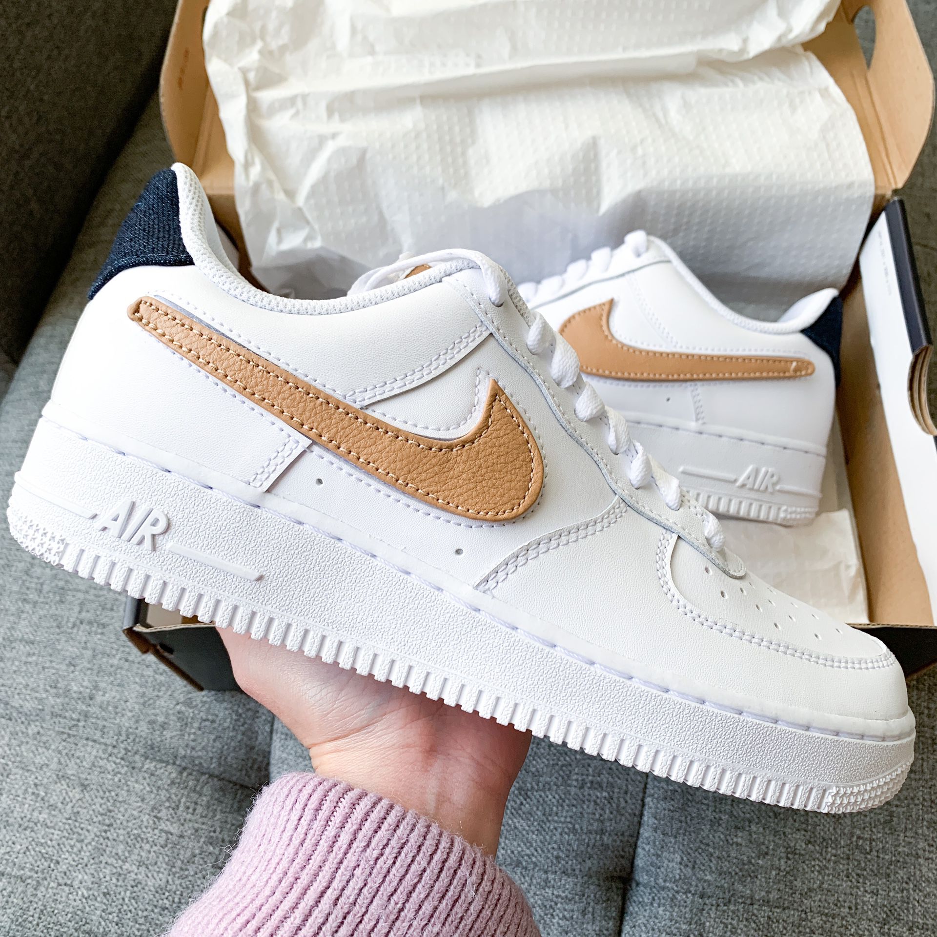 Nike Air Force 1 af1 white denim shoes special edition hypebeast streetwear 7.5 9