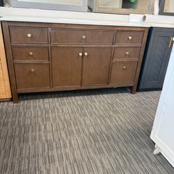 60” Bathroom Vanity In Dark Wood Color 