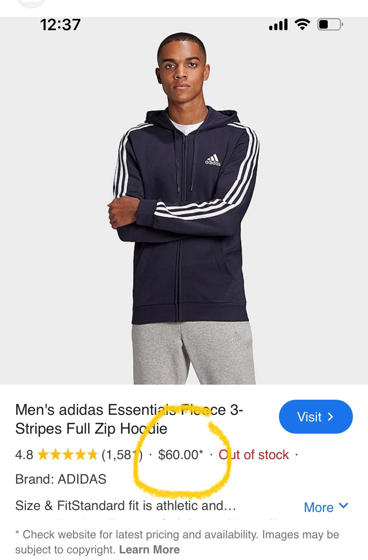 TWO for $20 total- New condition Adidas Essential Stripe Zip Hoodies Sweatshirts
