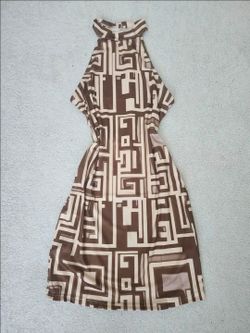 ✅️ Geometric Lightweight Mini Brown Dress• Size M- Slim Fit• Unused/ Great Condition• $20firm