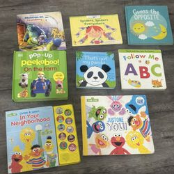 Toddler Interactive books ! Pop up books, sounds , music ,educational, textures and much more !