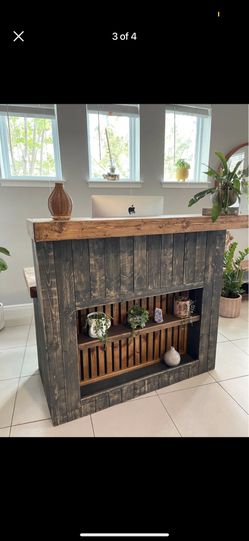 Rustic Wood Reception Desk Counter  