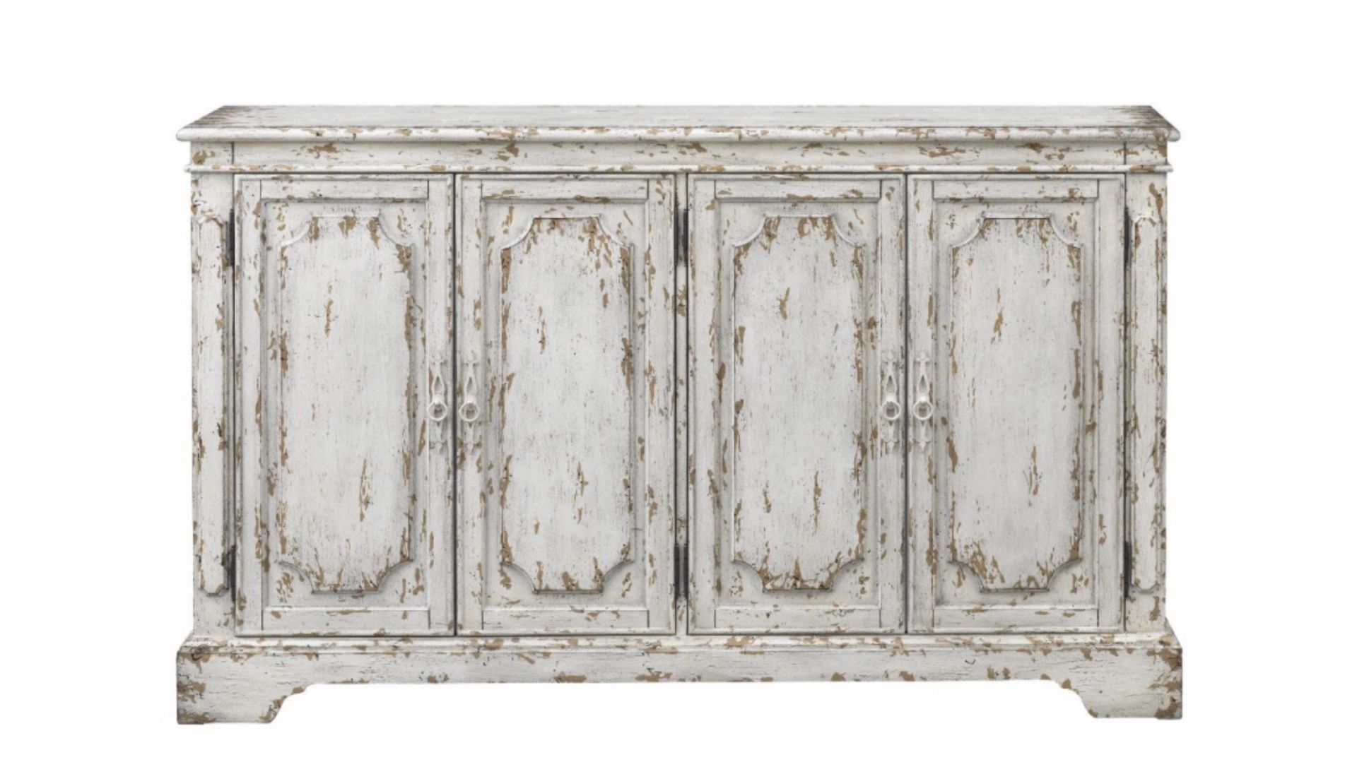 Coast To Coast Frost Distressed Finish Sideboard Credenza With 4 Doors 4 Interior Shelves Cord Management