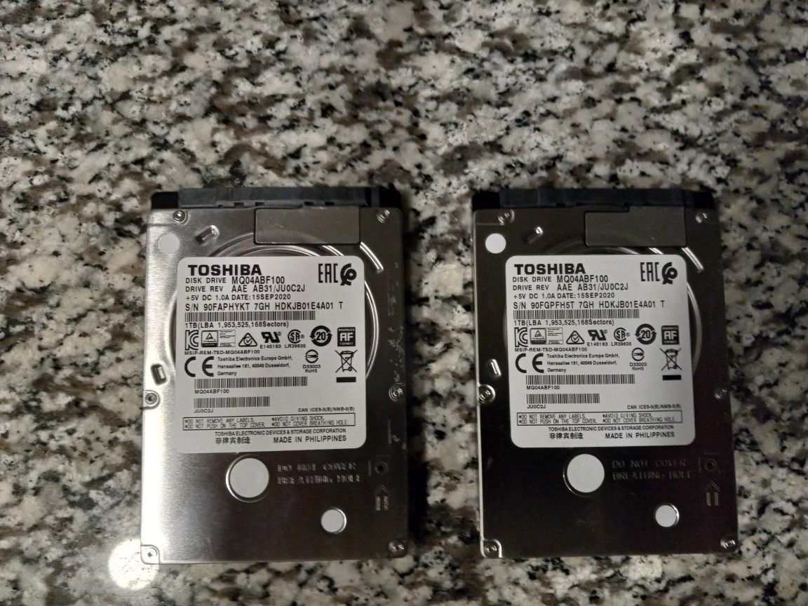 Two Toshiba Hard Drives 2.5..........$30.00