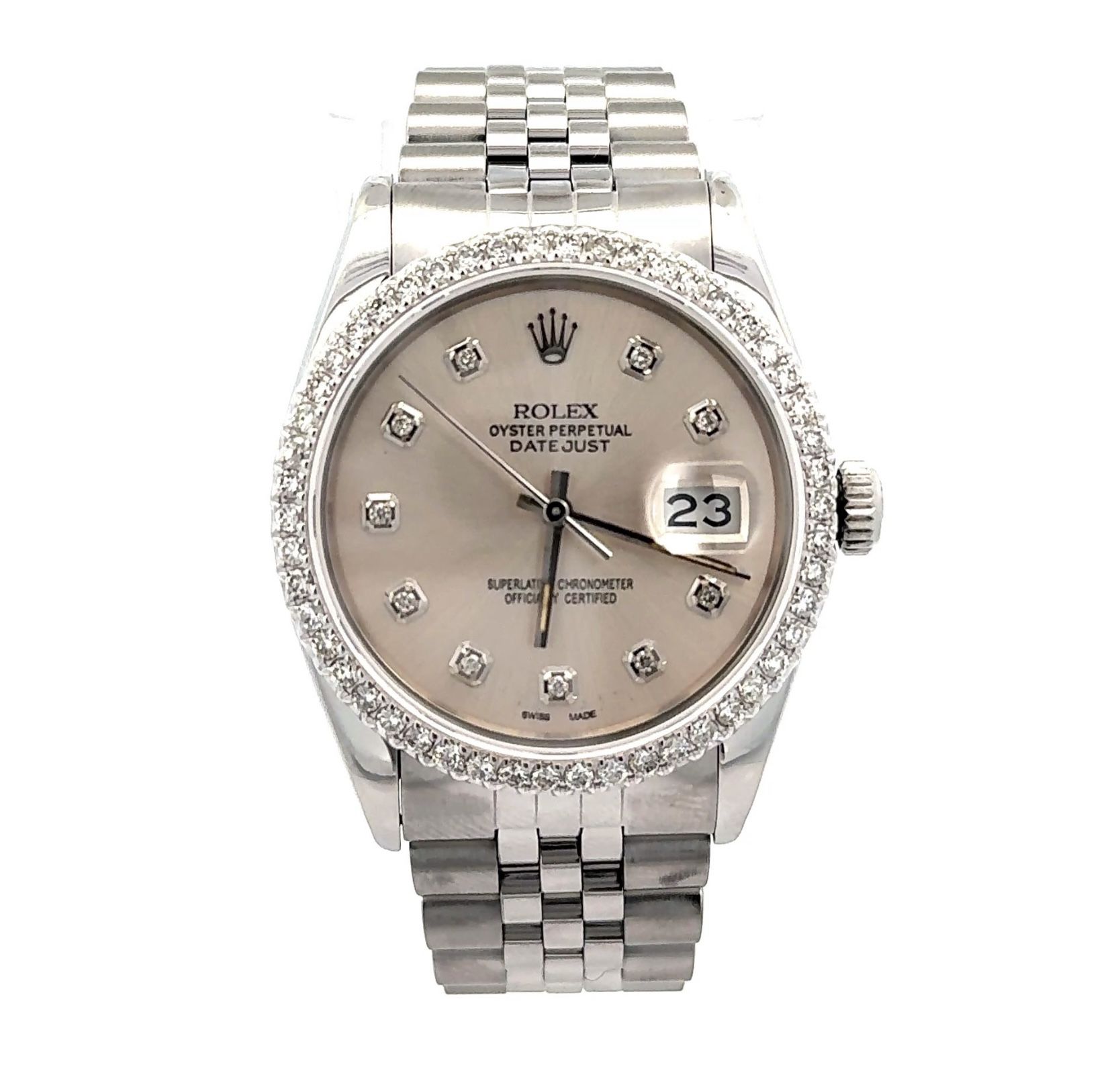 Rolex 36mm Datejust 16014 With Diamond Bezel Jubilee Bracelet, Watch And Box Only
