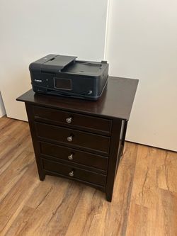 Aspenhome Cherry Wood Curved Executive Desk + Matching File Cabinet — Home Office Set