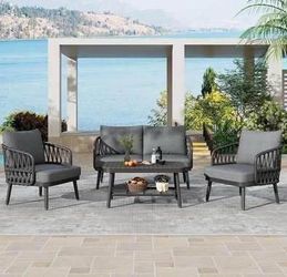 Assembled New 4-Piece Outdoor Patio Furniture Sets Garden Conversation Bistro Sets Chairs