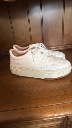 White Platform Sneakers with Gum Sole