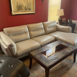 Gray Leather Couch - Brand New