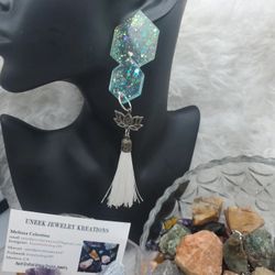 Handmade Beautiful Dangle tassel lotus earrings 
