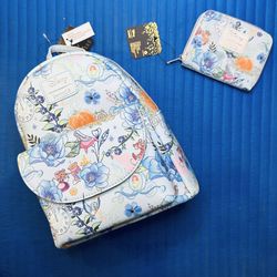 Loungefly Disney Cinderella Floral Mice Mini Backpack and Matching Wallet - Both NWTs  