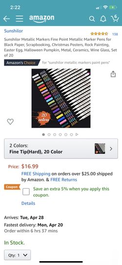 Sunshilor Metallic Markers Fine Point Metallic Marker Pens