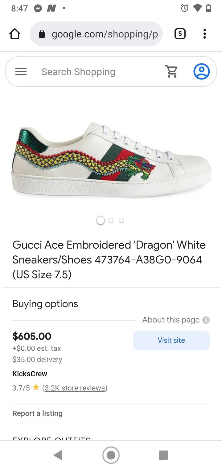 Gucci Sneakers Embroidered Dragon
