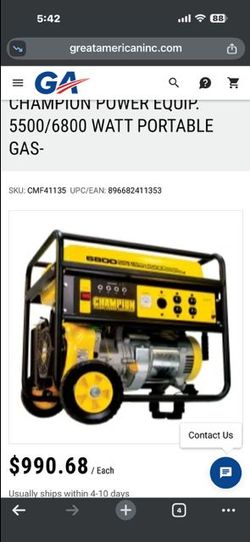 Generator  champions  5500.  Wats