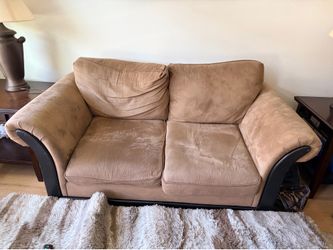 Couch ottoman side tables and lamps