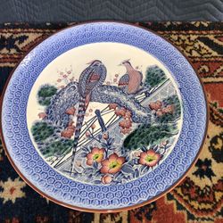 Vintage Japanese Blue Bird Porcelain Platter