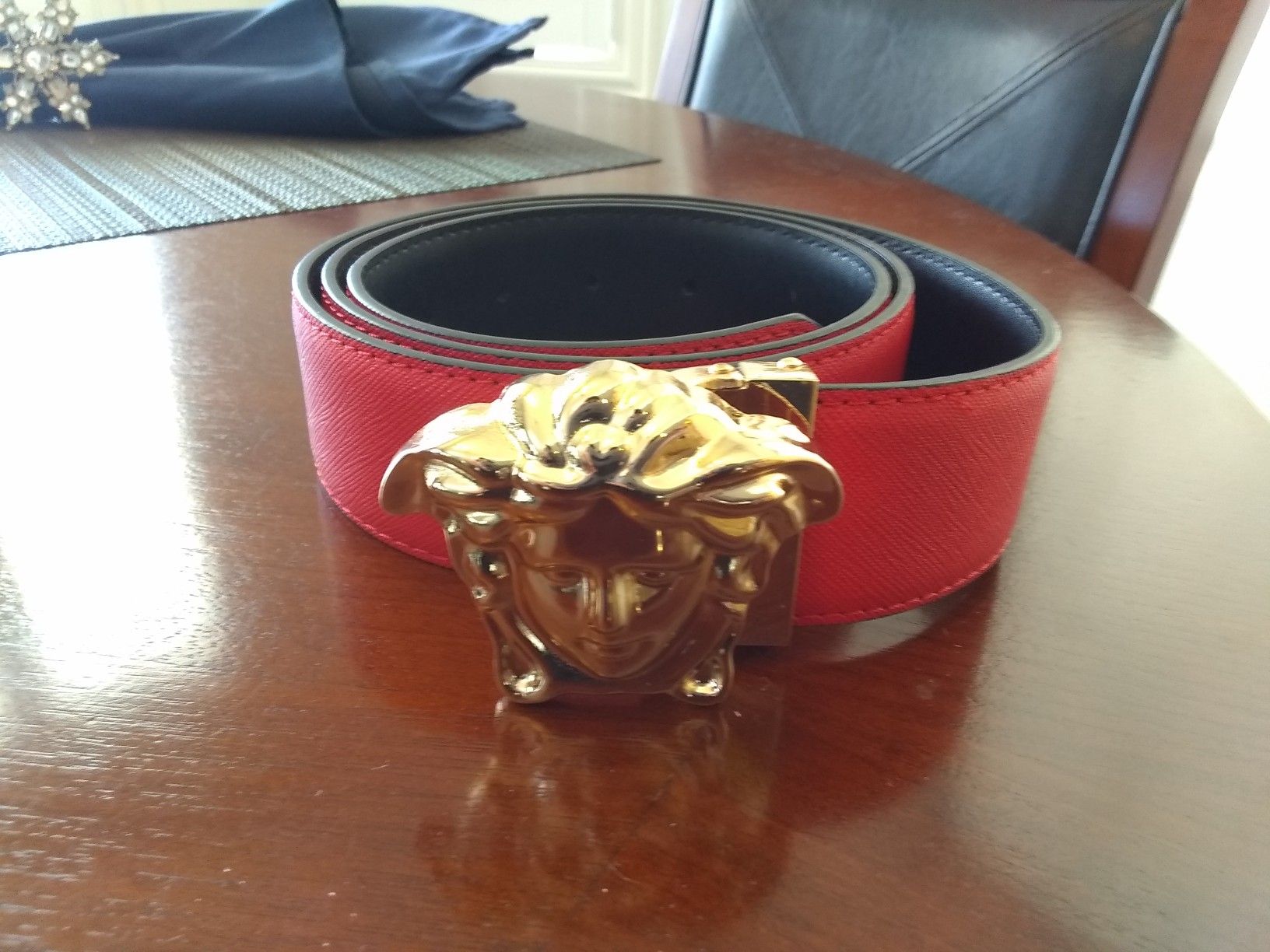 Red Gold V Medusa Belt! Size 30-32! Brand New GreatQuality!!