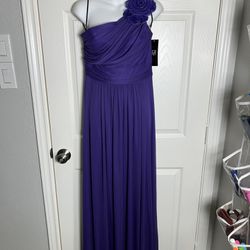 Purple One Shouldered Full Length Evening Gown