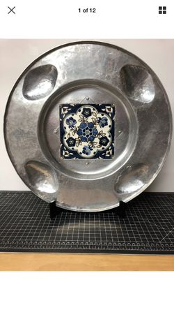 Vintage Cellini handcrafted large plate with tile