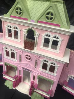 FISHER PRICE Vintage VICTORIAN 4 Story Widow's Peak Doll House Balcony No Toys (Doll house only)