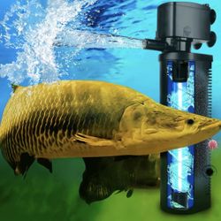 600GPH UV Aquarium Filter for 75-300 Gal Tank, Large Fish Turtle Tank Green Water Clean Machine Submersible Canister Filter Powerful Pump Pond Filter 