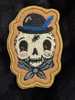 Retro Vintage Inspired Skull Embroidered Iron-On Patch