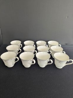 Royal Daulton Carnation footed 12 coffee cups