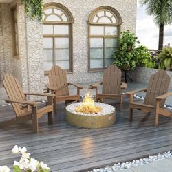 LUE BONA HDPS Adirondack Chairs Set of 4, Fire Pit Outdoor Chair Weather Resistant with Cup Holder, Modern Plastic Chair Plastic for Patio, Deck, Proc