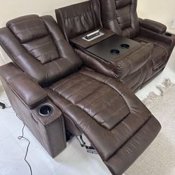 Owner's Box 2 Piece Power Reclining Sofa and Loveseat Set /P