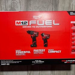 Milwaukee M12 Fuel GEN 3 Brushless Cordless Hammer Drill and Impact Driver Kit READ DESCRIPTION