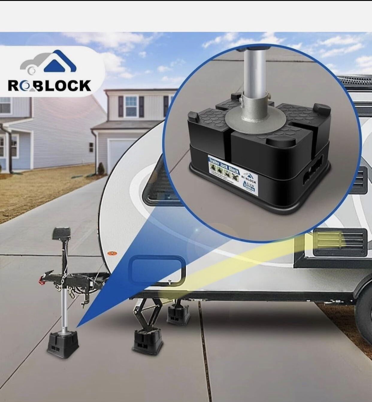 Open box.✅✅ 4 Packs Trailer Jack Block,New Version RV Camper Blocks,Leveling Tongue Blocks Travel TrailerRV Camper Stabilizer Any Jack,Post,Foot|Supp