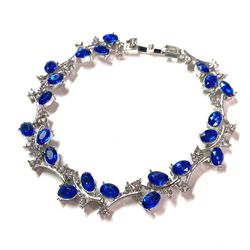 Blue Sapphire Gold Plated Bracelet Bangle 