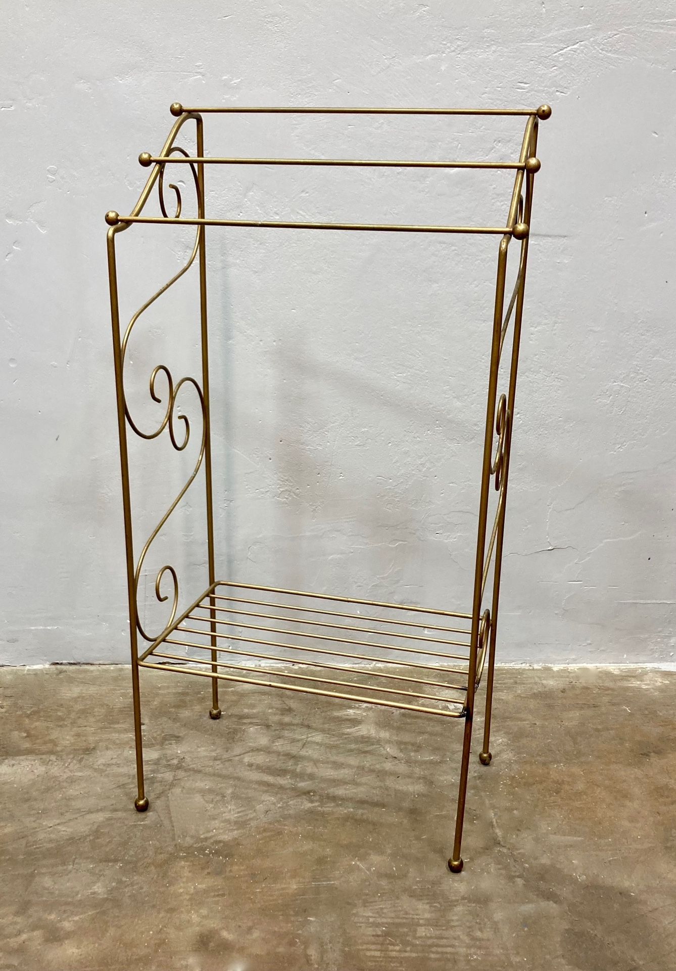 Mid-Century Gold Tone Blanket/Towel Rack